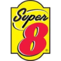 Bright yellow Super 8 logo with bold red number 8 and black cursive text above on white background
